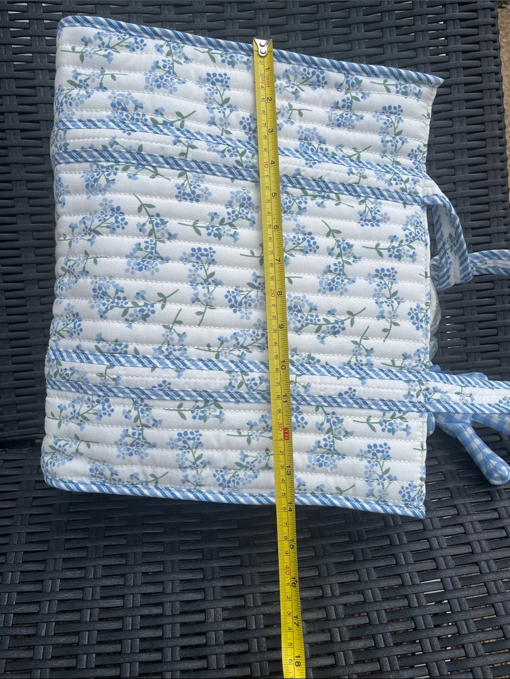 Nanette Lepore Light Blue Floral Quilted Tote with Gingham Bear Charm - Picture 9 of 9
